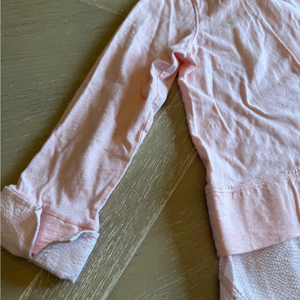 Ladies Pale Pink Layered-Look Long Sleeve Top with Faux Shirt Hem & Collar - Picture 10 of 12